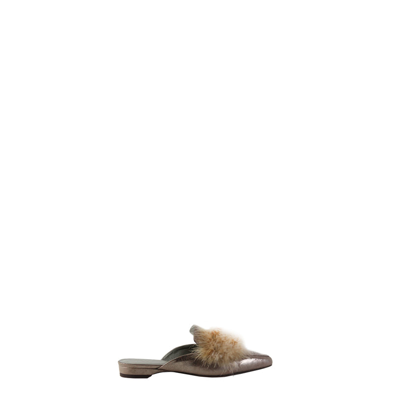Feather Mules Metal Wash Nude