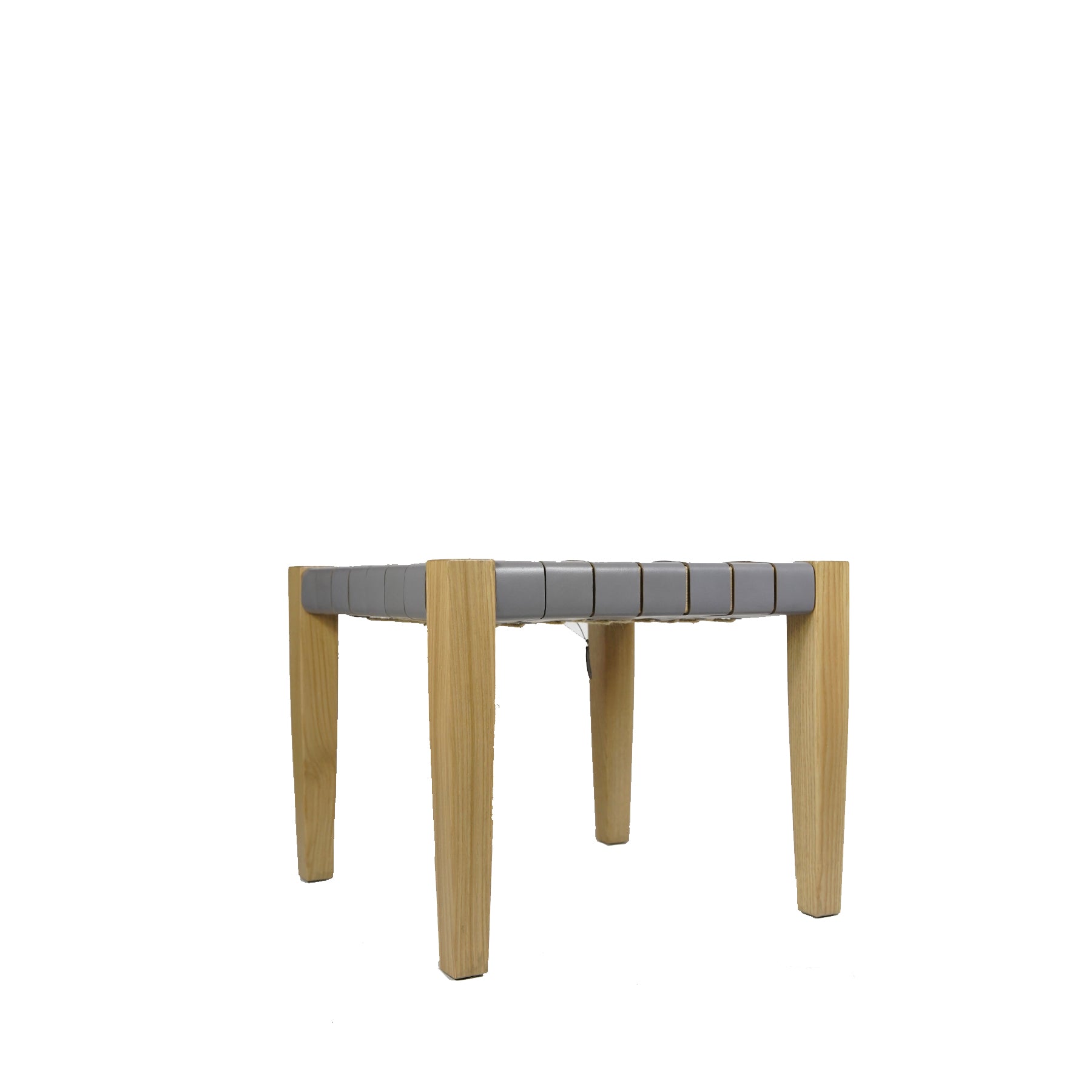 Square Short Stool Leather Grey