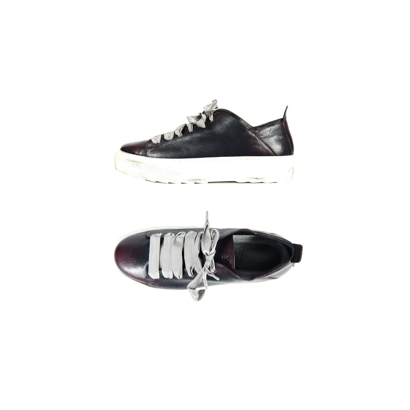 Brushed Lace-Up Sneaker Burgundy