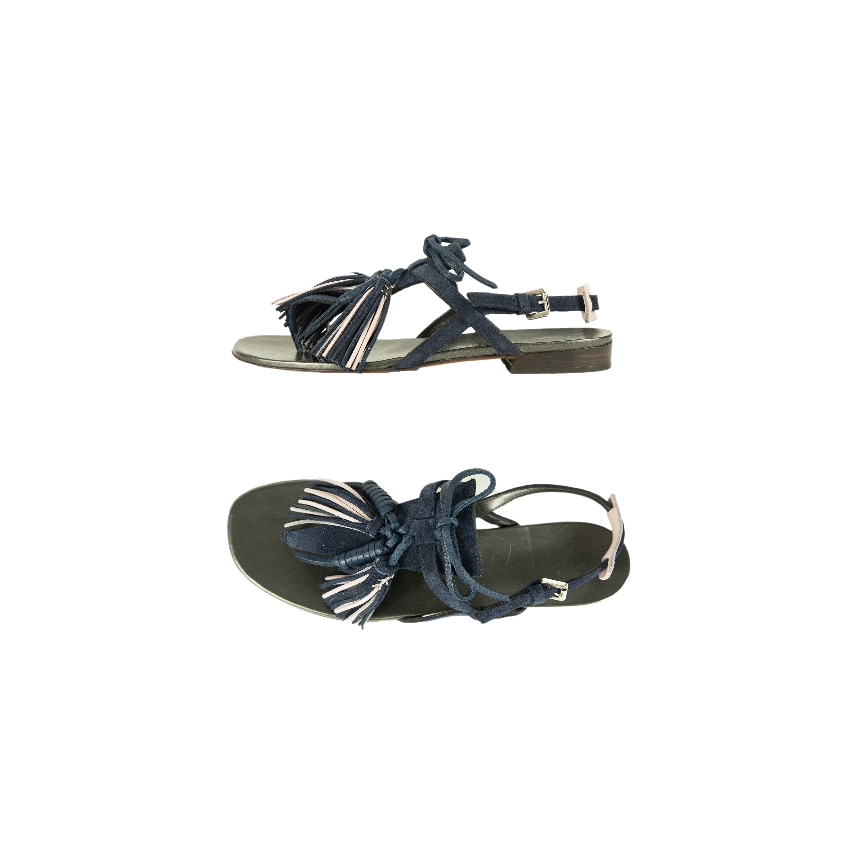 Thong Sandal Nappine Suede Deep Blue