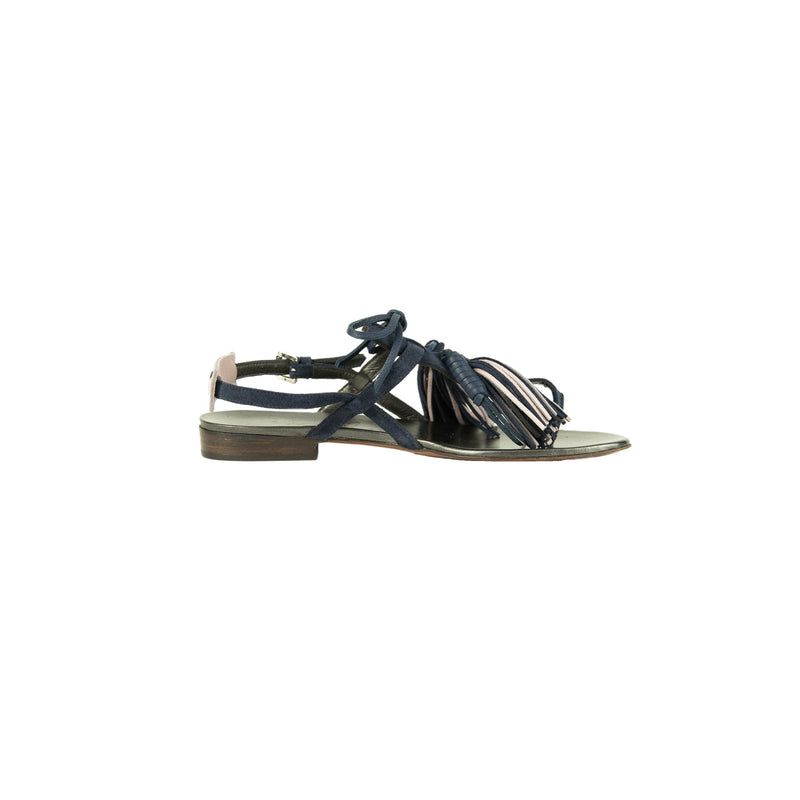 Thong Sandal Nappine Suede Deep Blue